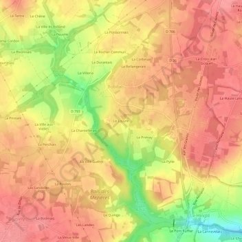 Le Louvre topographic map, elevation, terrain