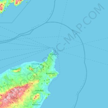 Rhodes topographic map, elevation, terrain