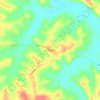 Clover Bottom topographic map, elevation, terrain