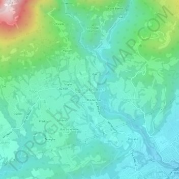 Bolzano Bellunese topographic map, elevation, terrain