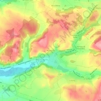 Boucharin topographic map, elevation, terrain