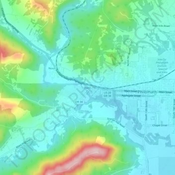 Flynn topographic map, elevation, terrain
