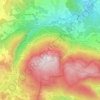 Monte Baducco topographic map, elevation, terrain