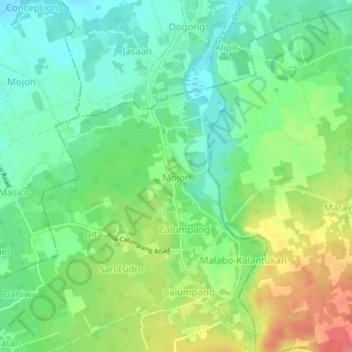 Mojon topographic map, elevation, terrain