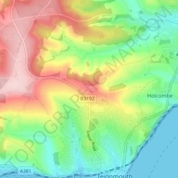Holcombe Down topographic map, elevation, terrain