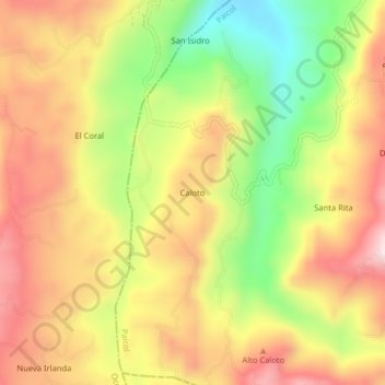 Caloto topographic map, elevation, terrain