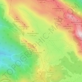Urbia topographic map, elevation, terrain