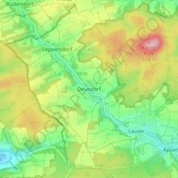 Deusdorf topographic map, elevation, terrain