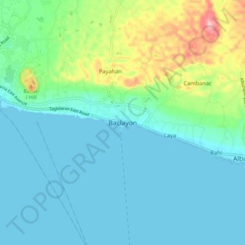 Baclayon topographic map, elevation, terrain