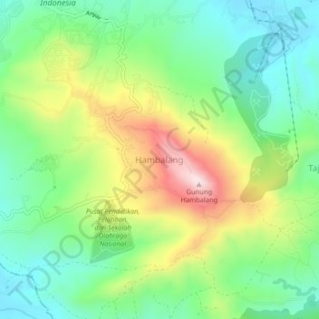 Hambalang topographic map, elevation, terrain