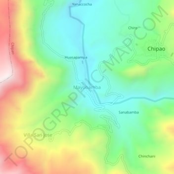 Mayobamba topographic map, elevation, terrain