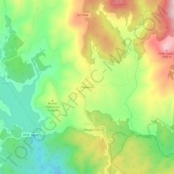 Pantane topographic map, elevation, terrain