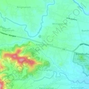 Kembanglimus topographic map, elevation, terrain