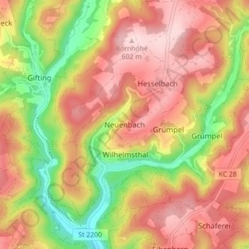 Neuenbach topographic map, elevation, terrain