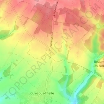 Jouy la Grange topographic map, elevation, terrain