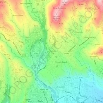 Pavignano topographic map, elevation, terrain