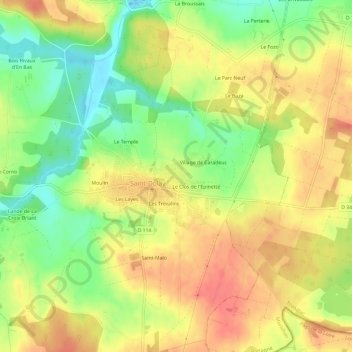Les Prateaux topographic map, elevation, terrain
