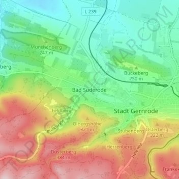 Bad Suderode topographic map, elevation, terrain