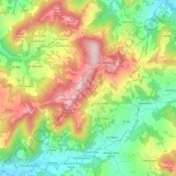 Susella topographic map, elevation, terrain