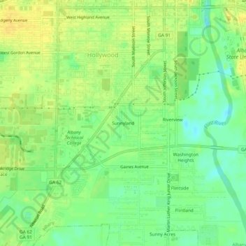 Sunnyland topographic map, elevation, terrain