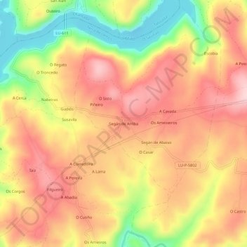 Segán de Arriba topographic map, elevation, terrain