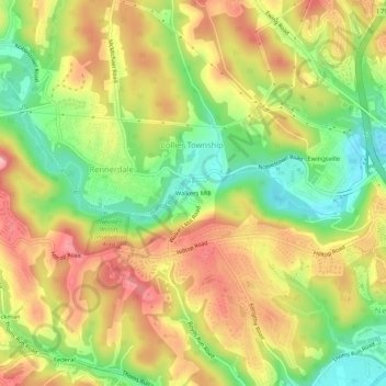 Walkers Mill topographic map, elevation, terrain