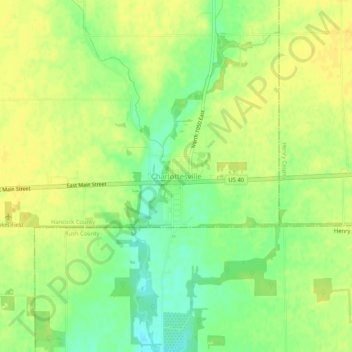 Charlottesville topographic map, elevation, terrain