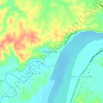 Minanga Norte topographic map, elevation, terrain