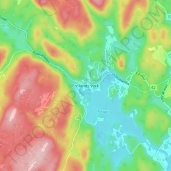 Frolands verk topographic map, elevation, terrain