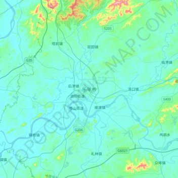 Leping topographic map, elevation, terrain