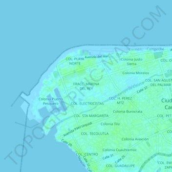 FRACC. MARINA DEL REY topographic map, elevation, terrain