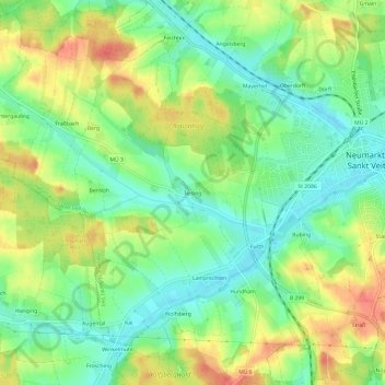 Teising topographic map, elevation, terrain