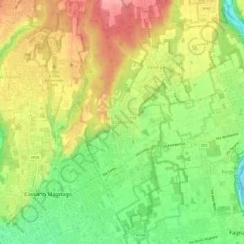 Bolladello topographic map, elevation, terrain