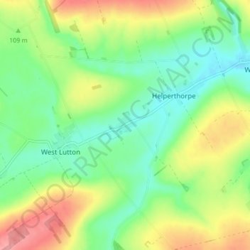 East Lutton topographic map, elevation, terrain