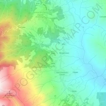 Colle topographic map, elevation, terrain