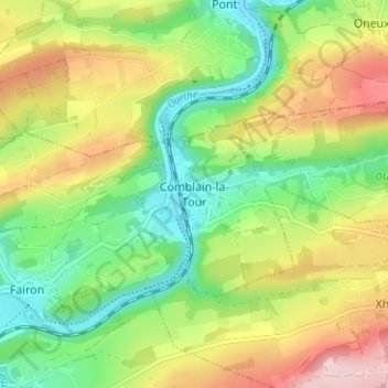 Comblain-la-Tour topographic map, elevation, terrain