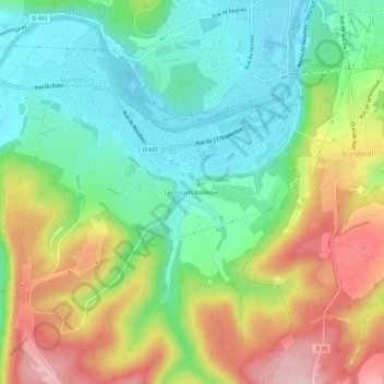 Les Essarts Balangier topographic map, elevation, terrain