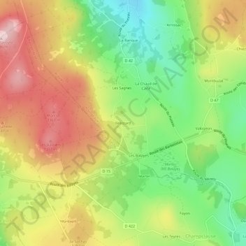 Bélistard topographic map, elevation, terrain