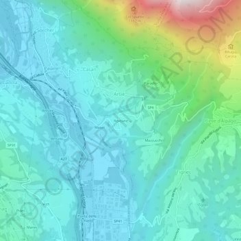 Reveane topographic map, elevation, terrain