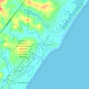 Costa do Sauípe topographic map, elevation, terrain