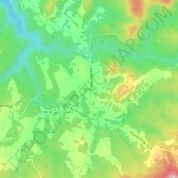 Danese topographic map, elevation, terrain