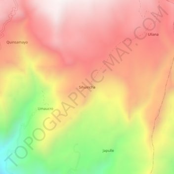 Sihuincha topographic map, elevation, terrain