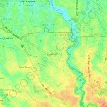 Rawakalong topographic map, elevation, terrain