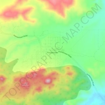 Pioneertown topographic map, elevation, terrain