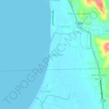 Santiago Sur topographic map, elevation, terrain