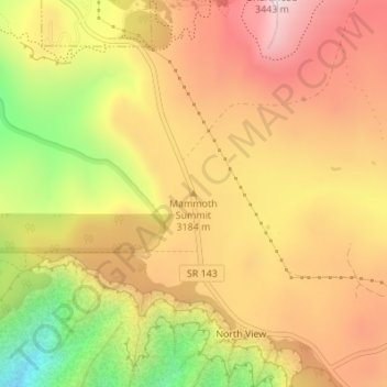 Mammoth Summit topographic map, elevation, terrain
