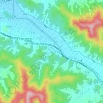 Jiri topographic map, elevation, terrain