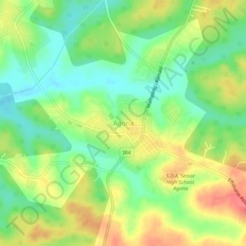 Agona topographic map, elevation, terrain