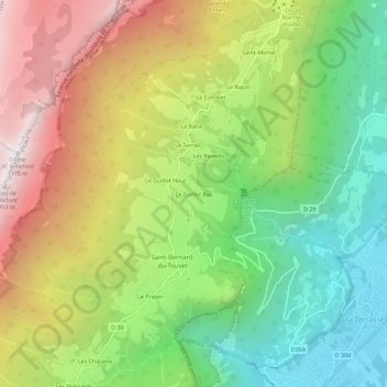 Le Guillot Bas topographic map, elevation, terrain