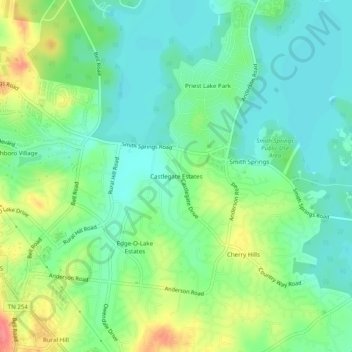 Castlegate Estates topographic map, elevation, terrain
